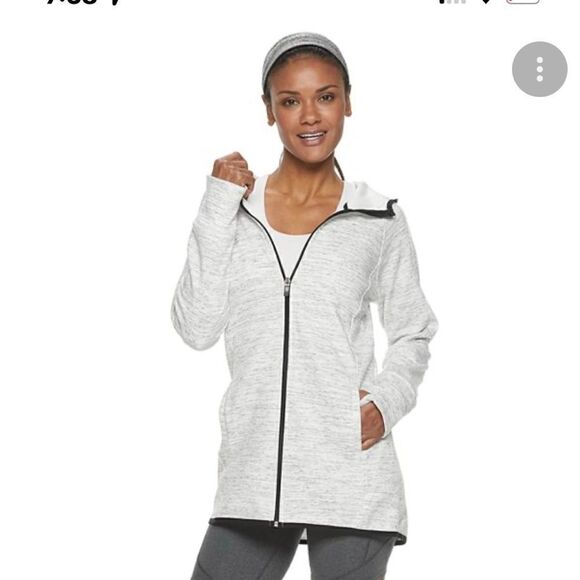 Tek gear texture blocked double knit full zip hooded jacket nwt grey snow small - Picture 1 of 6